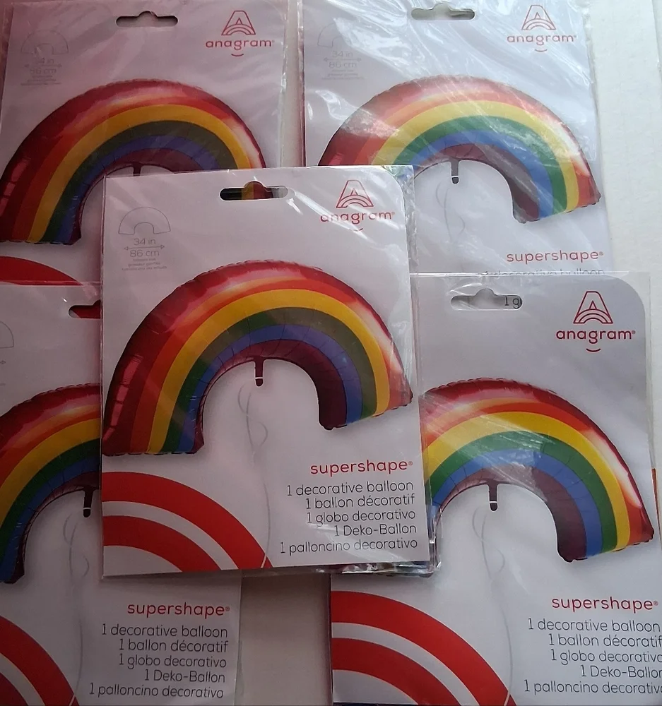 Bundle Of 5 Supershape Rainbow Balloons